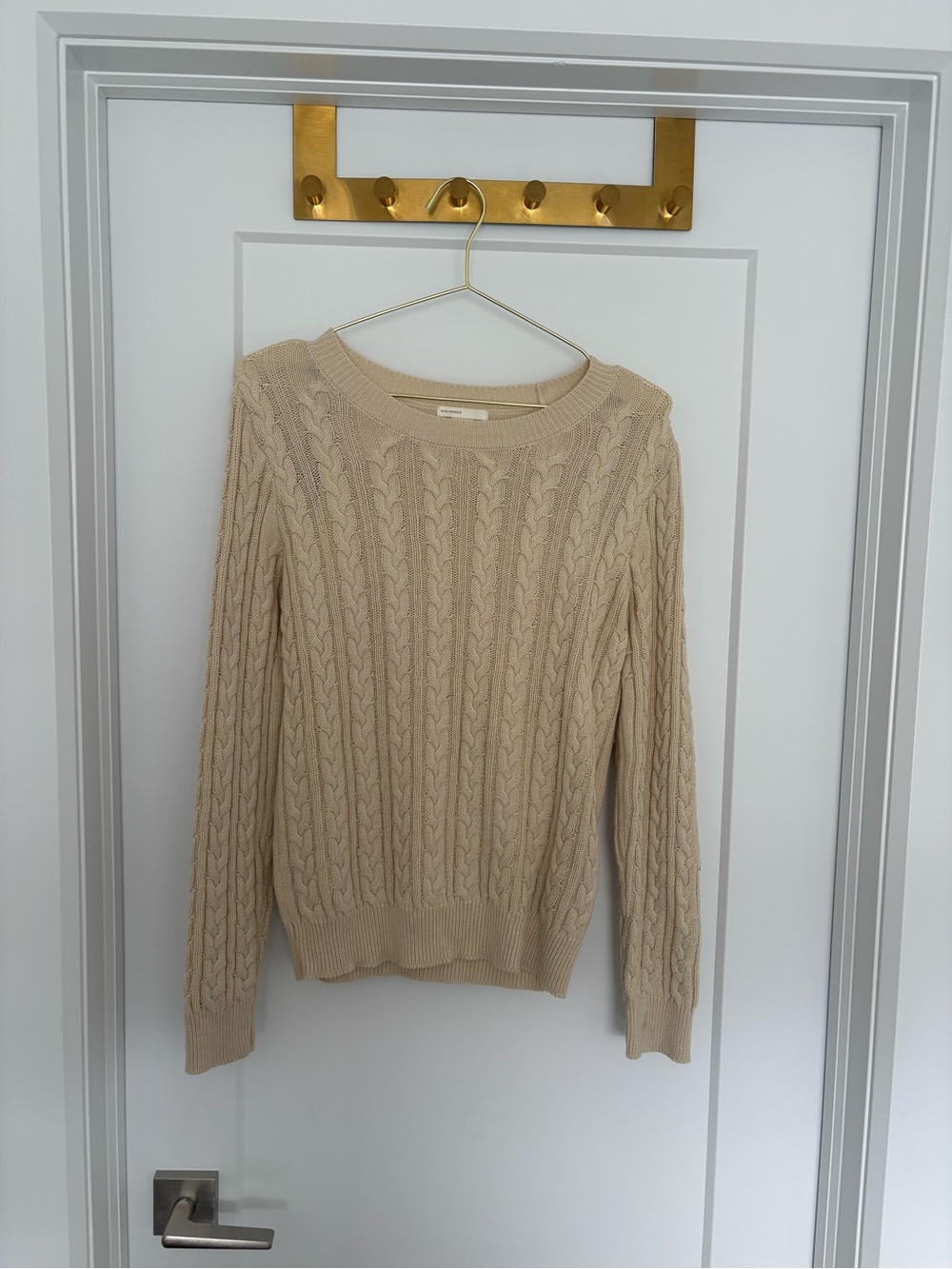 H&M Cream Cable-Knit Crewneck Sweater